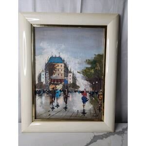 1950’s Vintage Impressionist Paris Street Scene Painting, Oil, Painted In Italy